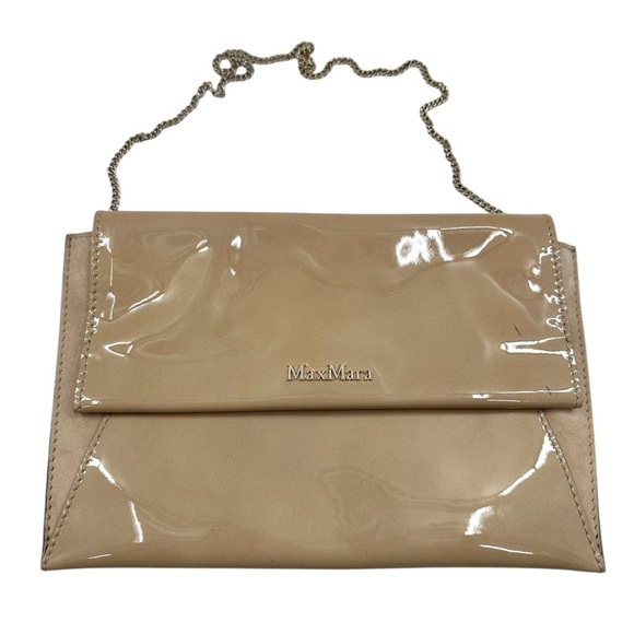 MaxMara Tan Clutch with Gold Shoulder Chain - Picture 1 of 6